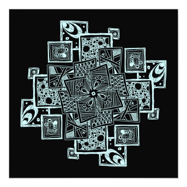 Foto Diseño enmarañado de línea texturizada en blanco y (Frente)