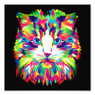 Foto Diseño geométrico prismático de cara de gato-32453