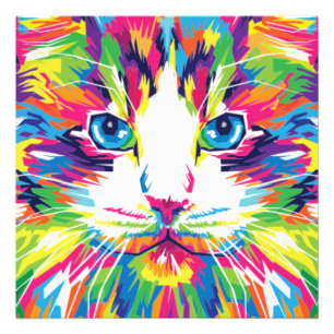 Foto Diseño geométrico prismático de cara de gato-32453