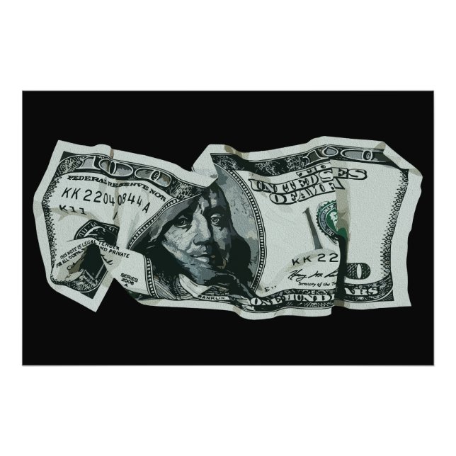 Foto Diseño moderno de billete de $100 arrugado (Frente)