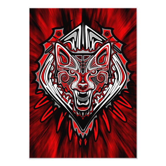 Foto Diseño Totémico Tribal Haida de Lobo (Frente)