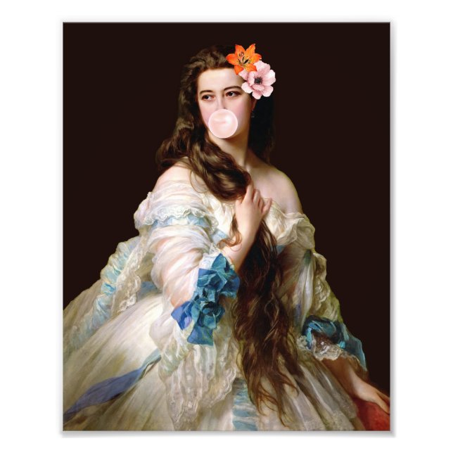 Foto Diva de chicle con dos flores (Frente)