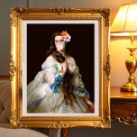 Foto Diva de la goma de burbujas con dos flores<br><div class="desc">Remix de arte pop de una pintura vintage de una mujer con dos flores en el pelo que soplaba un chicle rosa</div>