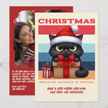 Foto divertida de gato vintage retro de Navidad