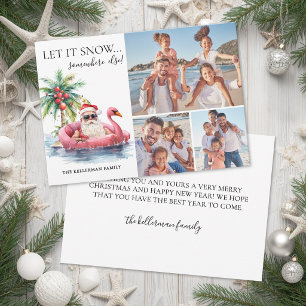 Foto divertida de Navidad en playa tropical