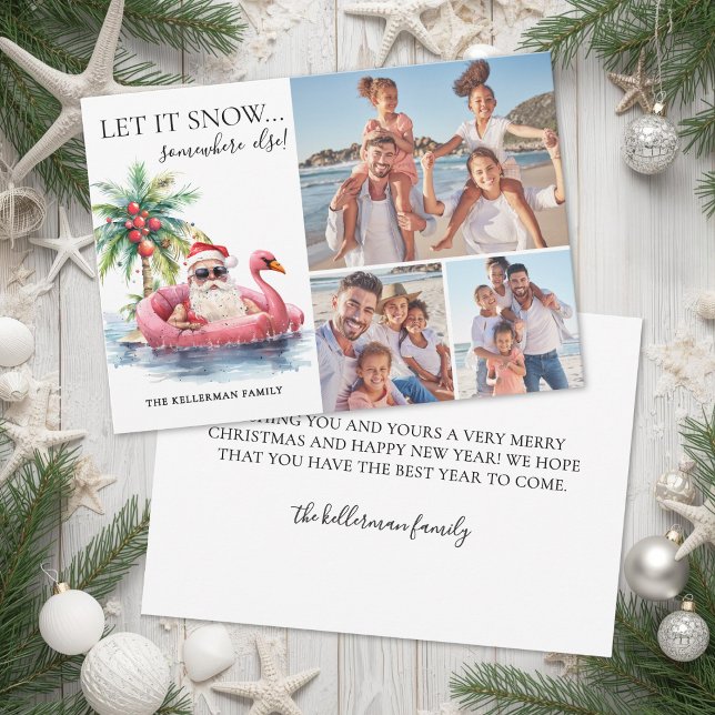 Foto divertida de Navidad en playa tropical (Tropical Beach Funny Christmas Photo Holiday Card )