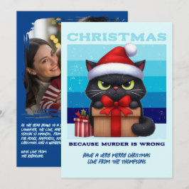 Foto divertida de Navidad retro con gato con brill