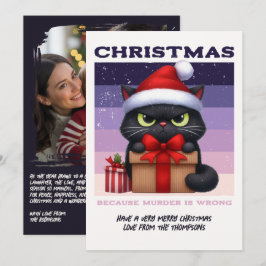 Foto divertida de Navidad retro de gato enojado co