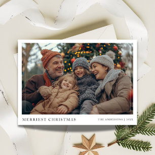 Foto divertida de Navidad rústica boho para famili