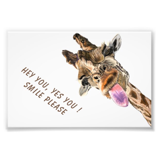 Foto Divertido Giraffe Tongue Out Personalizado Textos (Frente)