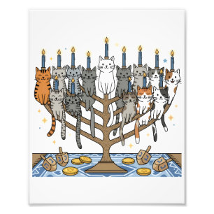 Foto Diviértete con Hanukkah Meowzel Gatos Menorá