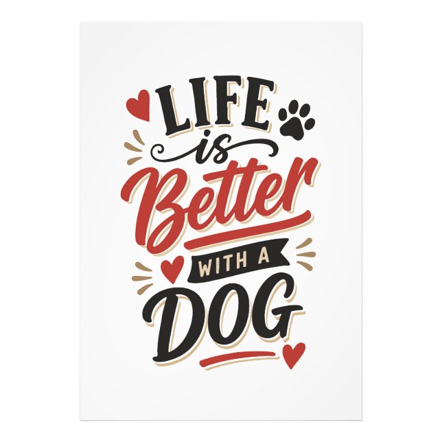 Foto Dog Lover Wall Art - Life is Better with a Dog Red (Frente)