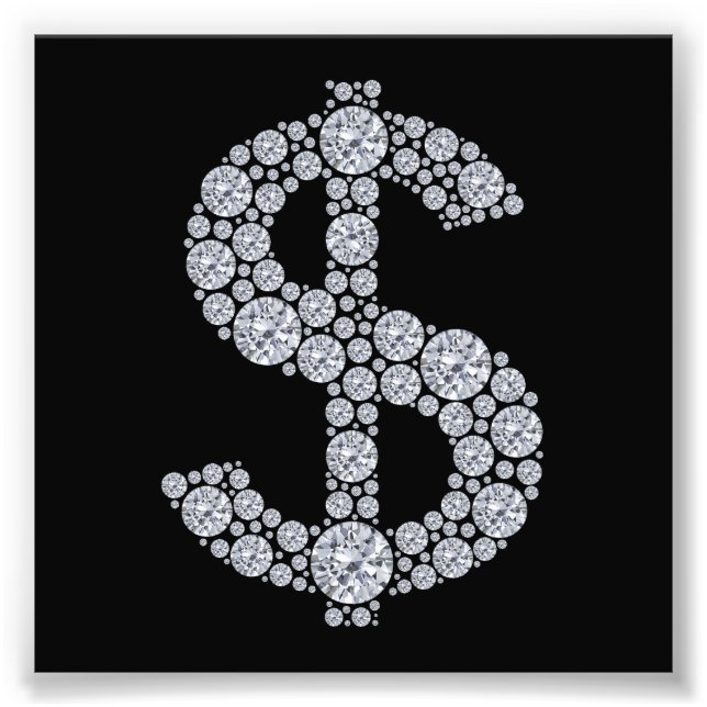 Foto Dólar Diamond Rótulo Bling (Frente)