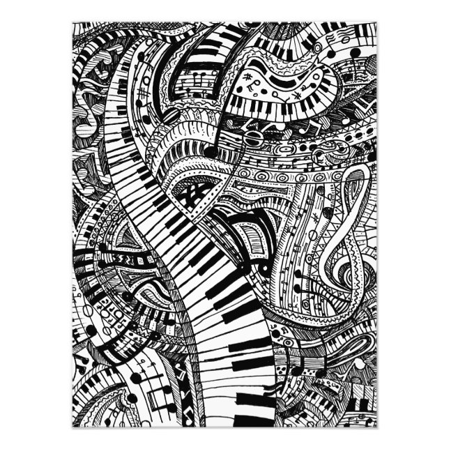 Foto Doodle de música clásica con teclado de piano (Frente)