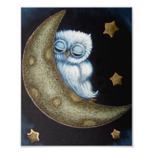 FOTO DORMIR AZUL DE BEBÉ EN EL POSTER DE LA LUNA DE 8" 