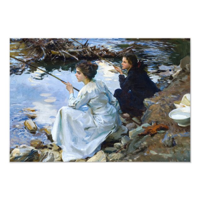 Foto Dos Chicas pescando, 1912 por John Singer Sargent (Frente)