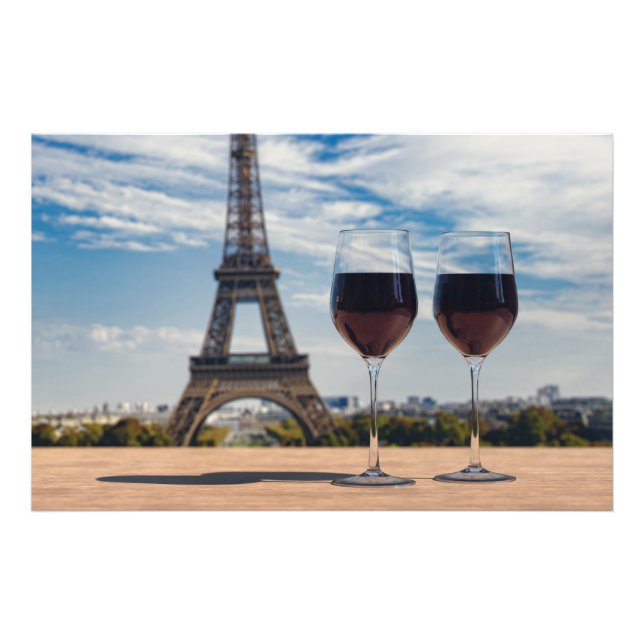 Foto Dos copas de vino con Torre Eiffel (Frente)