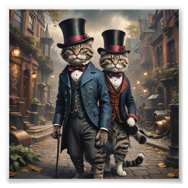 Foto Dos gatos victorianos recorriendo las calles (Frente)