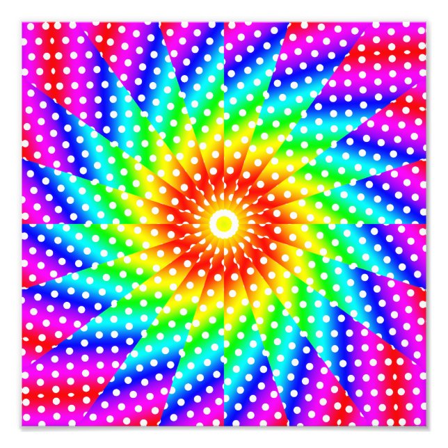 Foto Dot de polka arco iris Kaleidoscope Mandala (Frente)