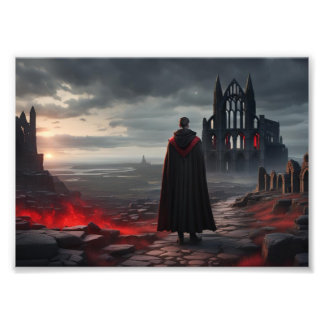 Foto Drácula camina hacia las ruinas de la abadía Whitb