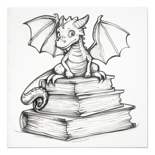 Foto Dragón Bonito y Libros (Frente)