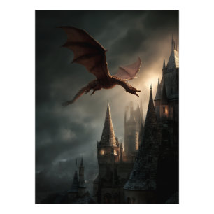 Foto Dragón Rojo Sobre Castillo Gótico