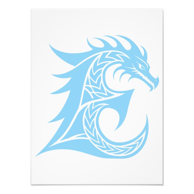 Foto Dragon Styled Letter E, Dragon Alphabet, Monogram (Frente)