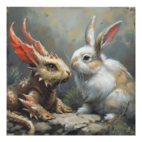 Dragón y conejo de fantasía