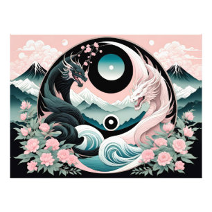 Foto Dragones Floral Montaña rosa Sage Verde azulado