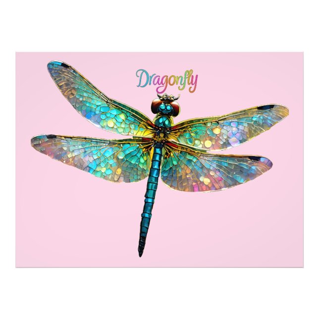 Foto Dragonfly Colorido de Vidrio Estampado (Frente)