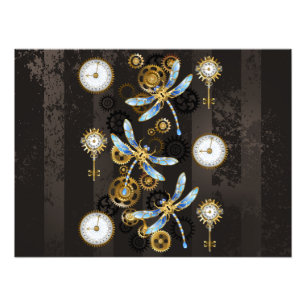 Foto Dragoniscos de Steampunk sobre fondo rayado marrón