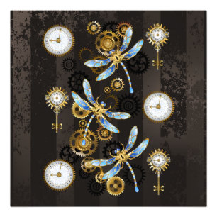Foto Dragoniscos de Steampunk sobre fondo rayado marrón
