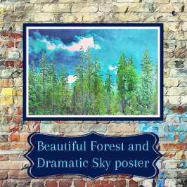 Foto Dramático cielo con bosque de pinos
