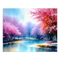 Dreamy Riverbank Bajo Flores De Cerezo