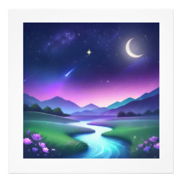 Foto Dreamy Starlight River Landscape Serenity