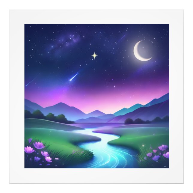 Foto Dreamy Starlight River Landscape Serenity (Frente)