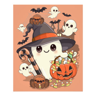 Foto Dulce Fantasma de Halloween en Estilo Kawaii