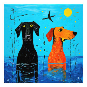 Foto "Dúo acuático de alegría" - Perros surrealistas co