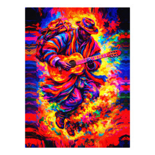 Foto Dúo de Guitarristas Abstractos Coloridos Impasto