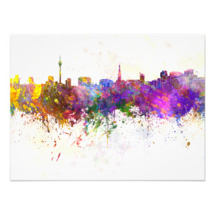 Foto Dusseldorf skyline in watercolor background