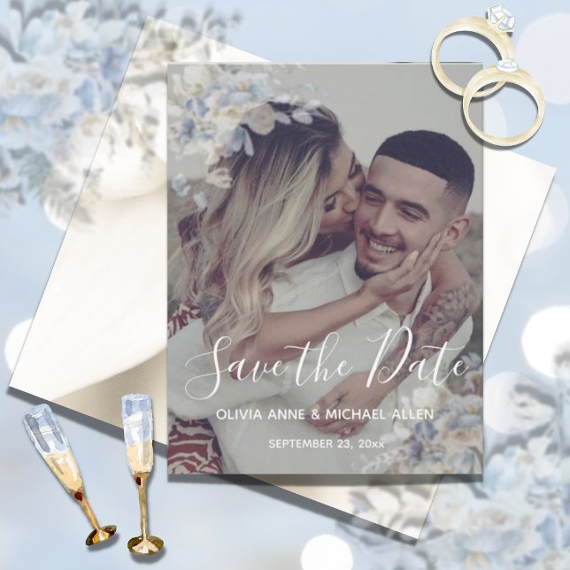 Foto Dusty Blue Floral Wedding Save the Date (Subido por el creador)