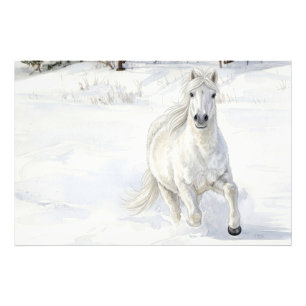 Foto Dyfra el caballo islandés galopando en la nieve