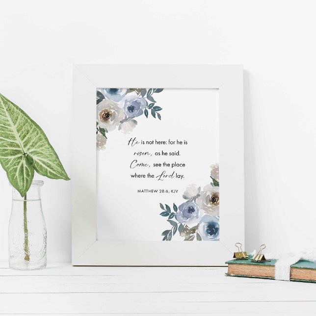 Foto Easter Bible Verse Wall Art Matthew 28:6 Floral (Subido por el creador)