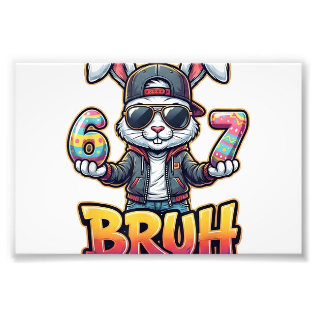 Foto Easter Bunny Meme Bruh  Funny 6 7 Easter Eggs Desi (Frente)