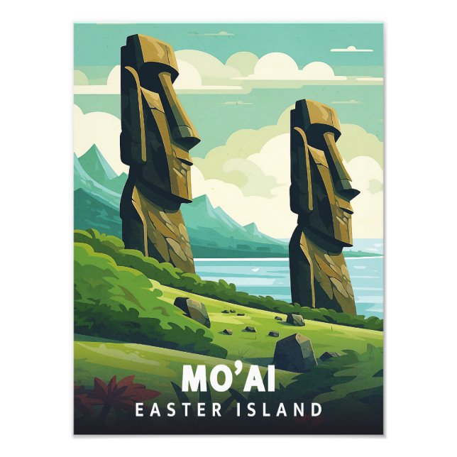 Foto Easter Island - Mo'ai - Vintage Poster (Frente)
