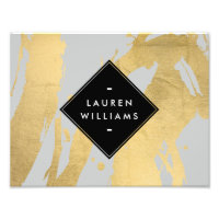 Edgy Faux Gold Brushstrots on Grey