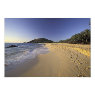 Foto EE. UU., Hawái, Maui, Huellas en arena, Makena