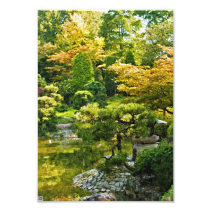 Foto Efecto de pintura de jardín japonés paisaje