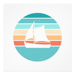 Foto Efecto perturbador retro del atardecer + velero