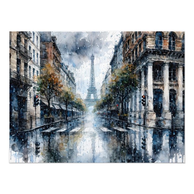 Foto Eiffel Tower in Paris during rain (Frente)